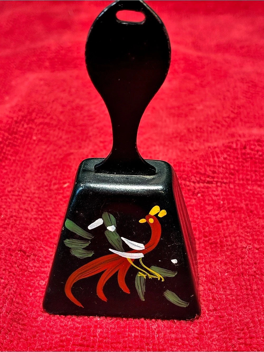 Vintage John Wright hand-painted souvenir bell Hand-Painted Black & Red Rooster